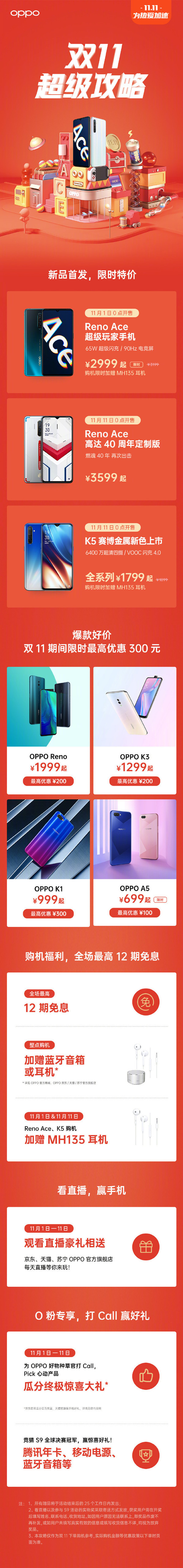 OPPO雙11購機(jī)攻略來襲 Reno Ace限時(shí)降200/2999元起